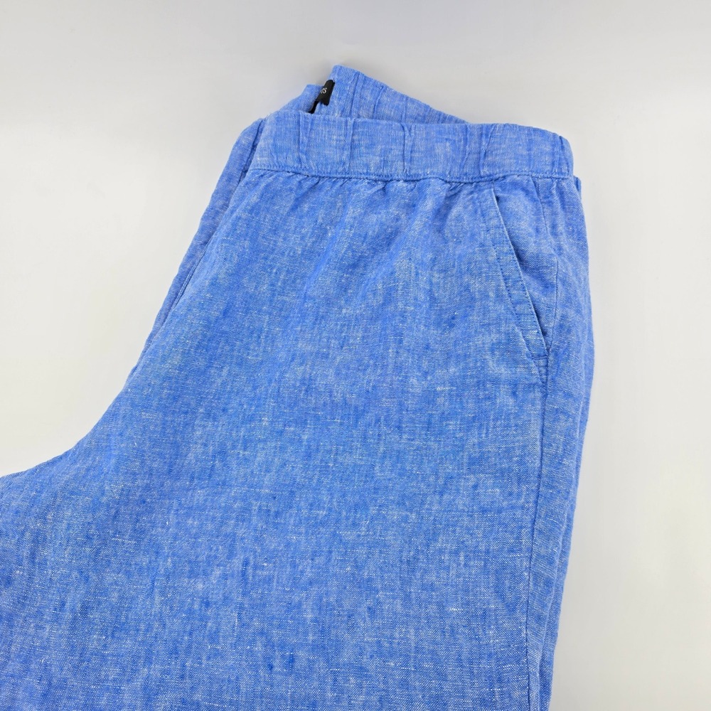 Talbots Linen Pants Womens Plus Petite 100% Linen Elastic Waist Blue 2XP